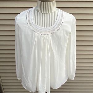 EUC Coldwater Creek flowy sheer white blouse